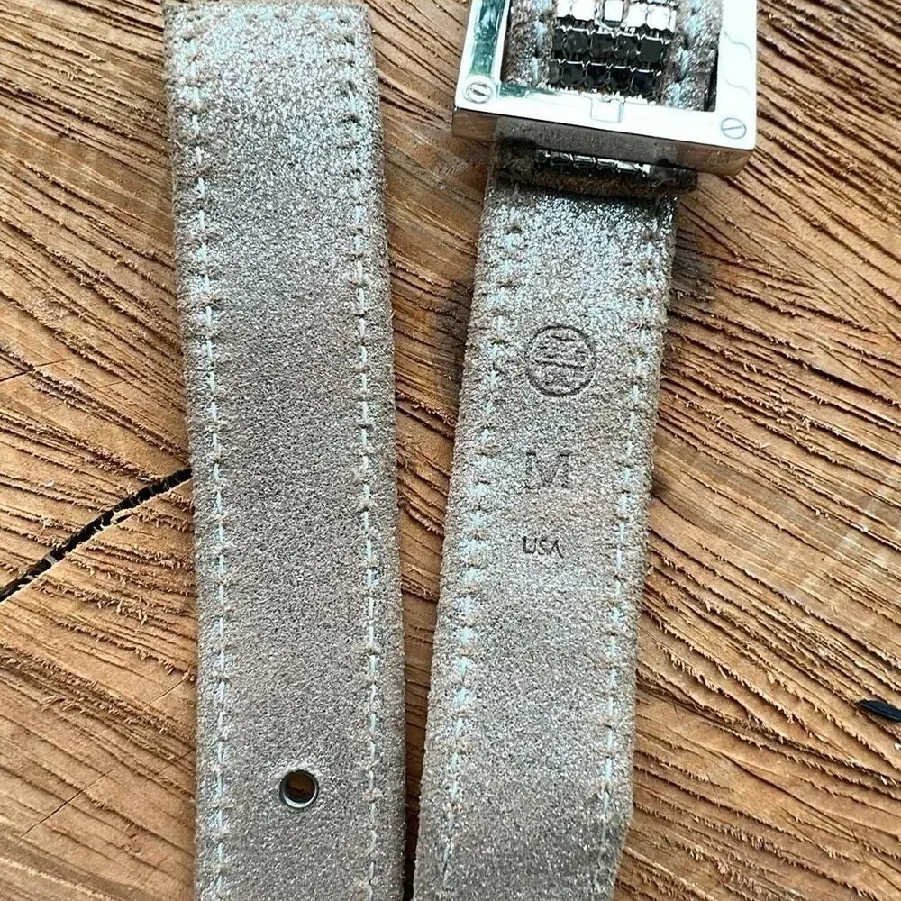 Tory Burch Leather Silver-Toned Chainmail Mesh Belt Size Medium